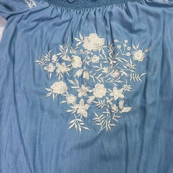 Zara Blue Mini Dress with White Floral Embroidery - Picture 7 of 11